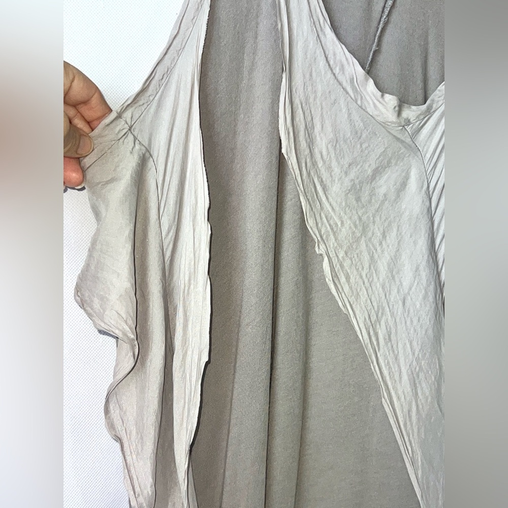 Clu Women's Gray Silk Hemp
Scoop Neck Sleeveless
Lagenlook Casual Midi Dress S - Picture 9 of 15